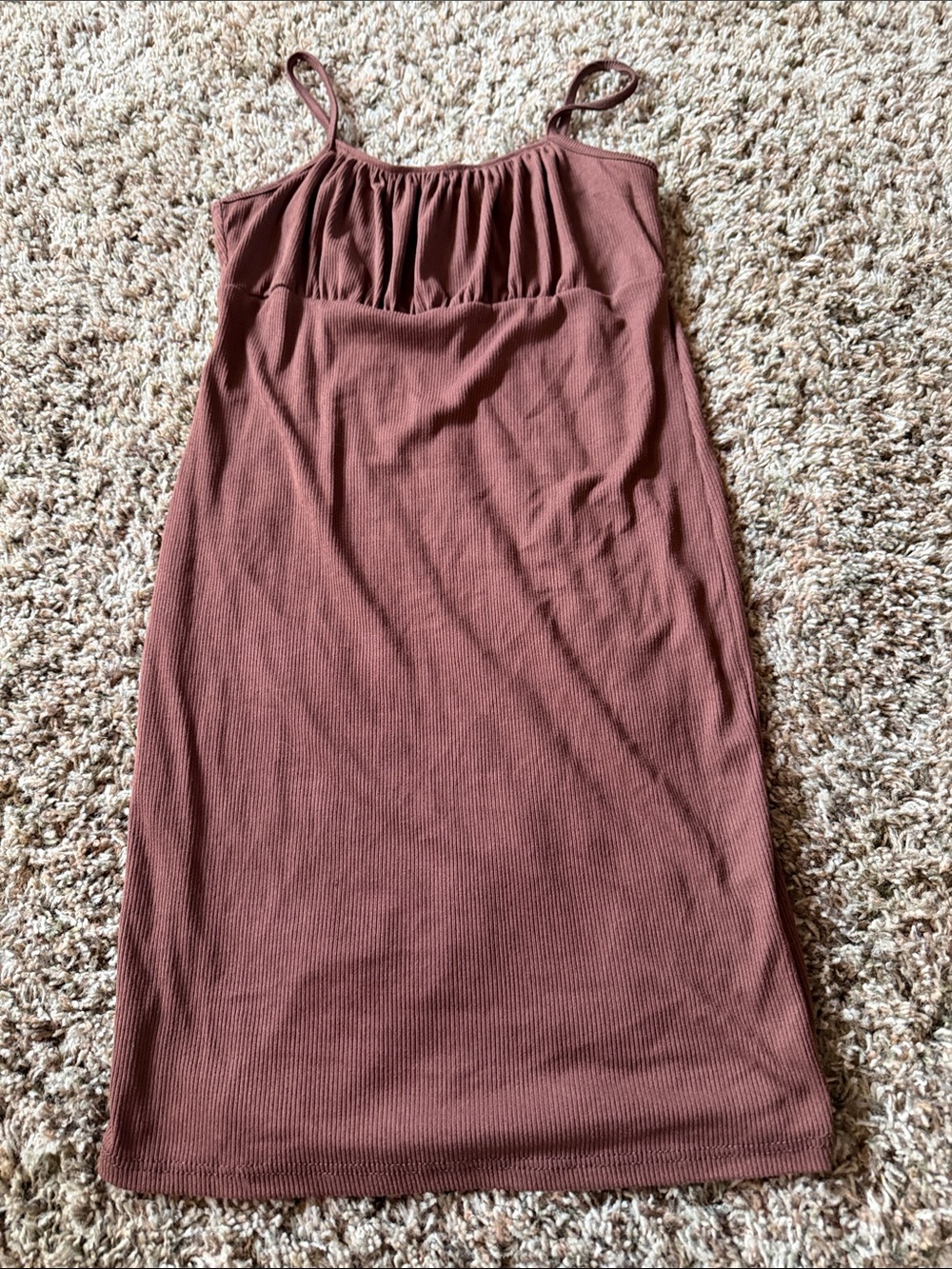 See You Monday Brown Ribbed Slip Dress size Med fits like small